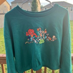 Cropped green sweatshirt Space Jam Looney tunes embroidered size 1X